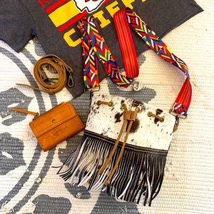 Myra Bag real cowhide crossbody with free leather wallet